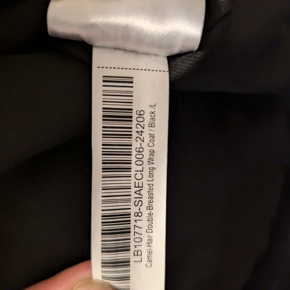 NWOT Quince Women's 100% Camel Hair Double Breasted Long Coat Large Black Belted - Picture 7 of 8